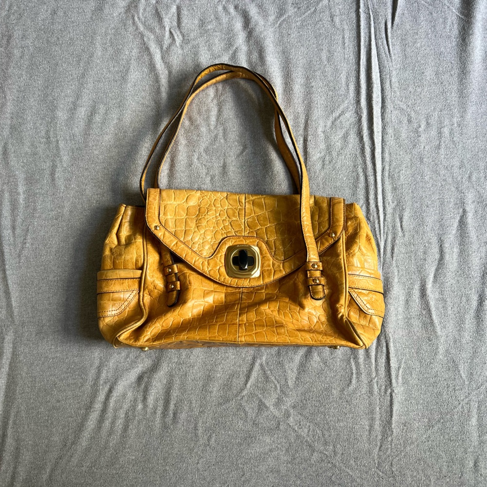 B. Makowsky Leather Croc Shoulder Bag
